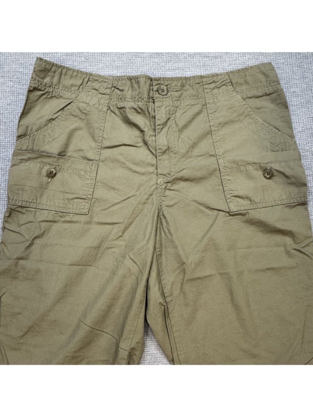 Caribbean Joe Cargo Capris Womens Size 12 Khaki Pockets Tab Cuffs 100% Cotton - Picture 4 of 13